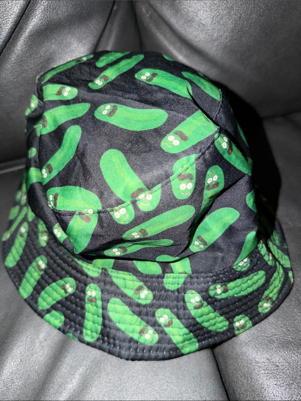 Rick and Morty tv Black & Green Pickle Pattern Kids Bucket Hat